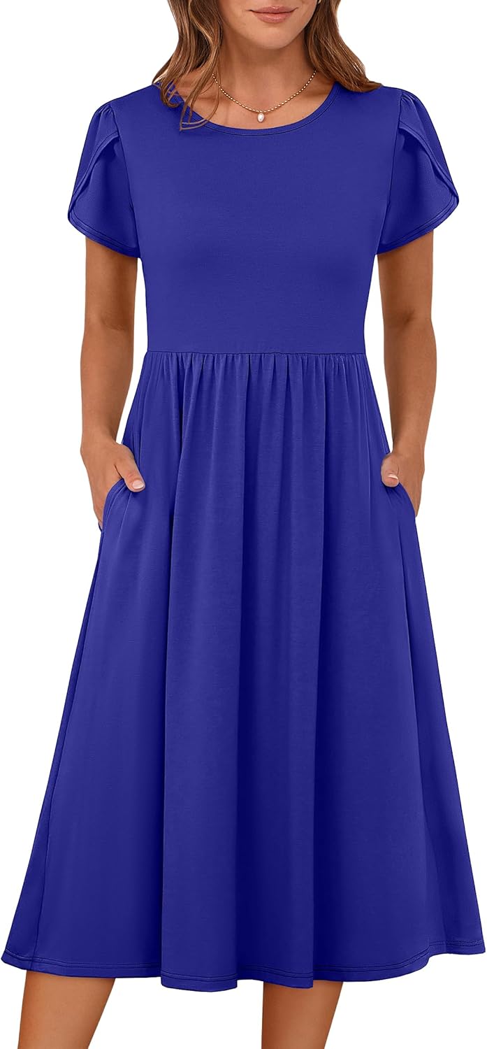 Stylish Women's Summer Floral Midi Dress with Pockets