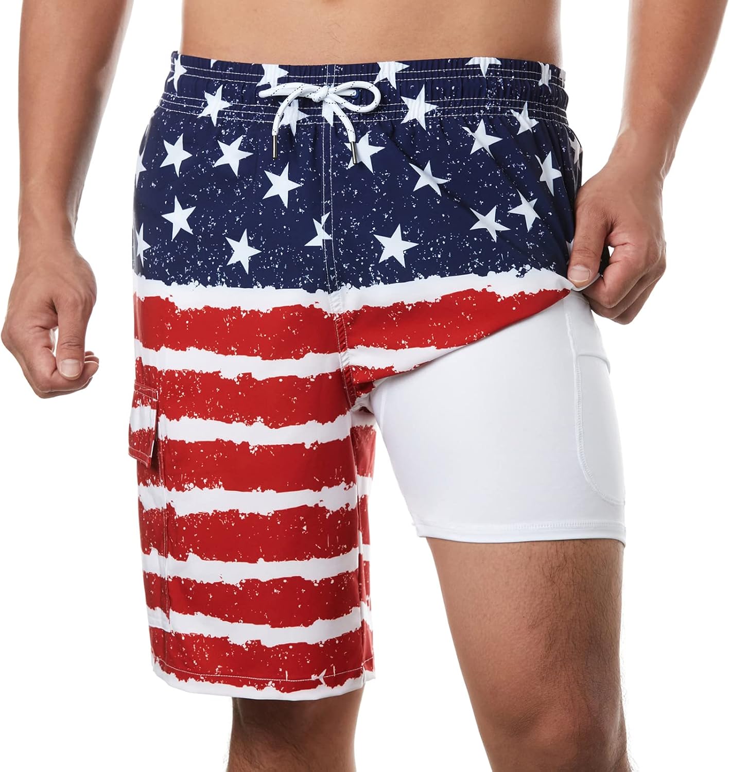 BRISIRA Mens Swim Trunks with Compression Liner for Comfort