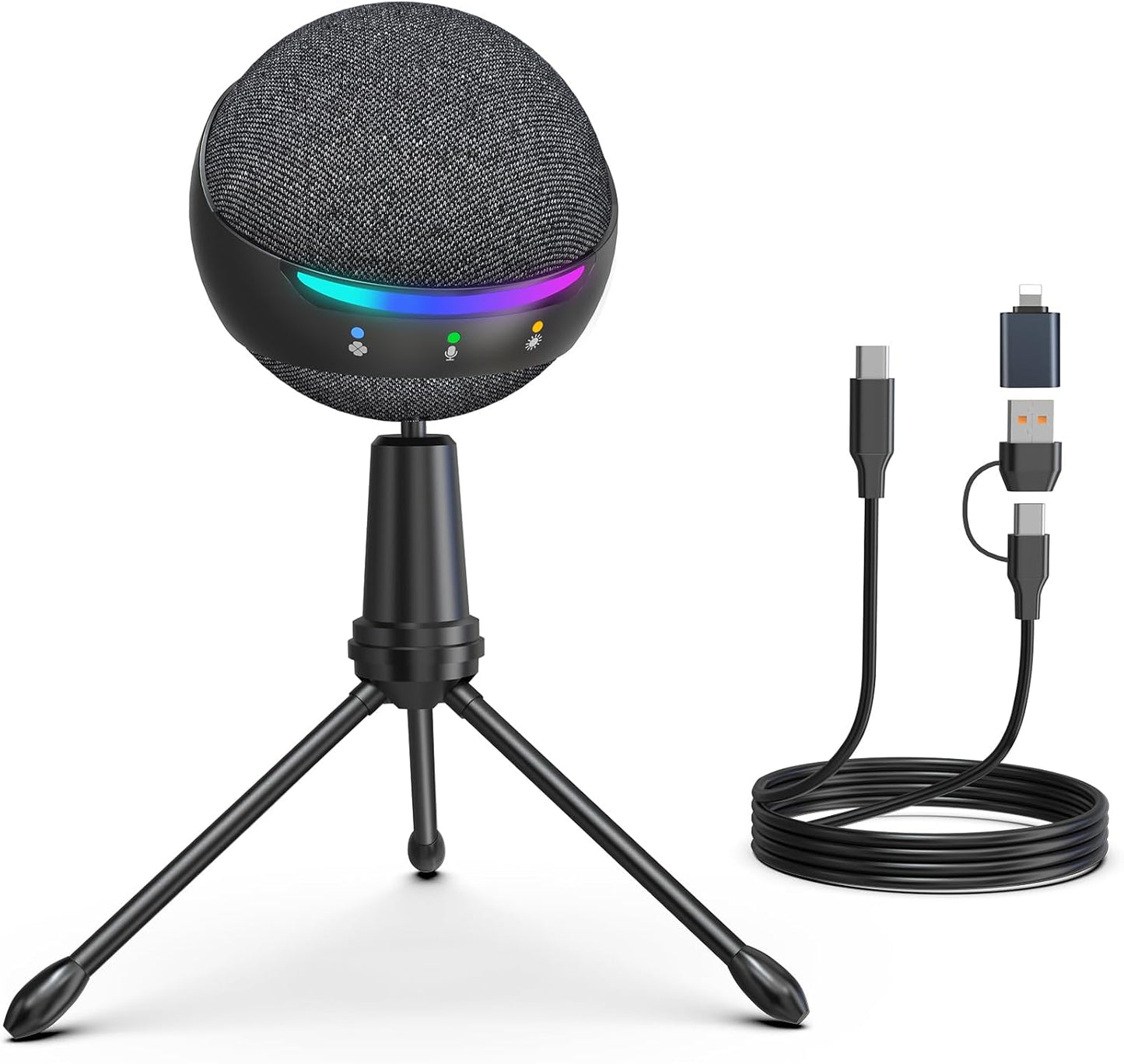 ZealSound Microphone for iPhone and PC Gaming with RGB Lighting