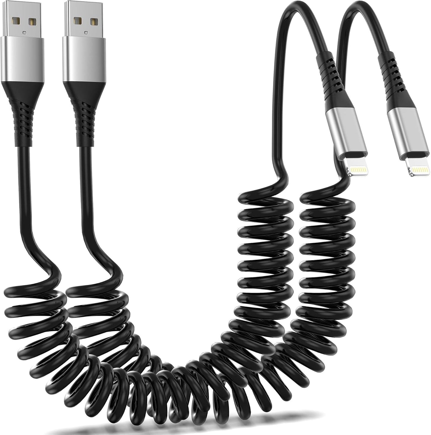 Fast Charge on the Go: Coiled Lightning Cable 2Pack by Umefly