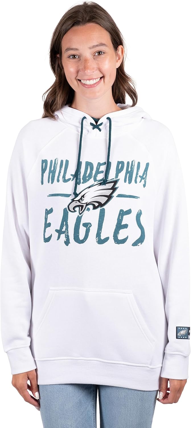 Ultra Game Women's NFL Super Soft Tie Neck Hoodie Sweatshirt