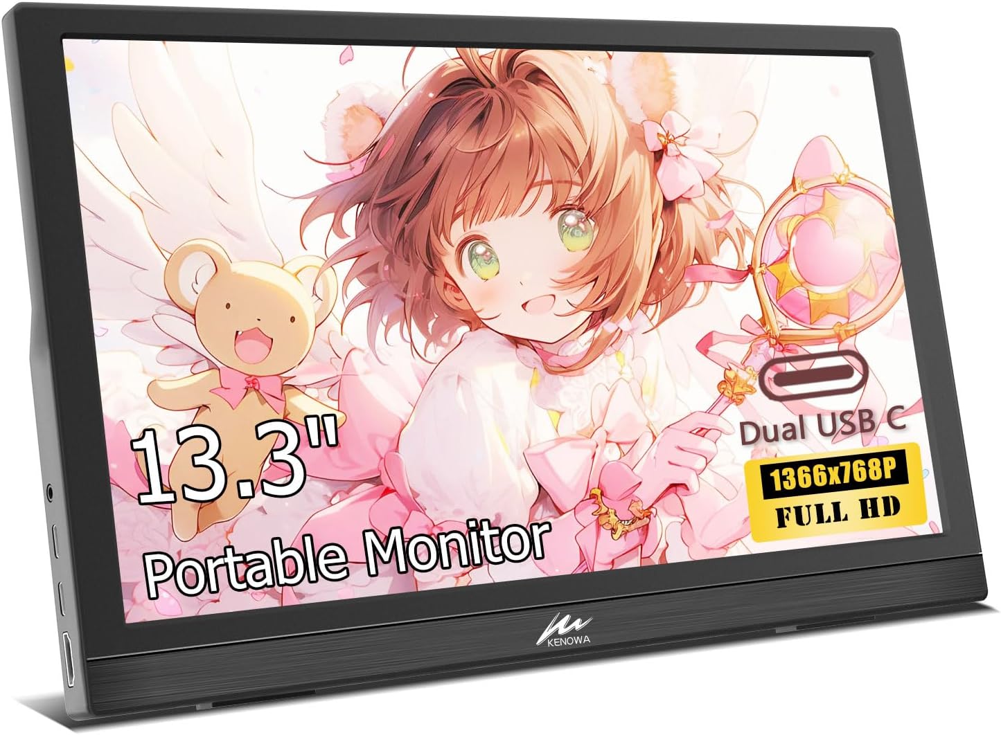 Kenowa 13.3 Inch Portable Monitor with FHD Display and Speakers