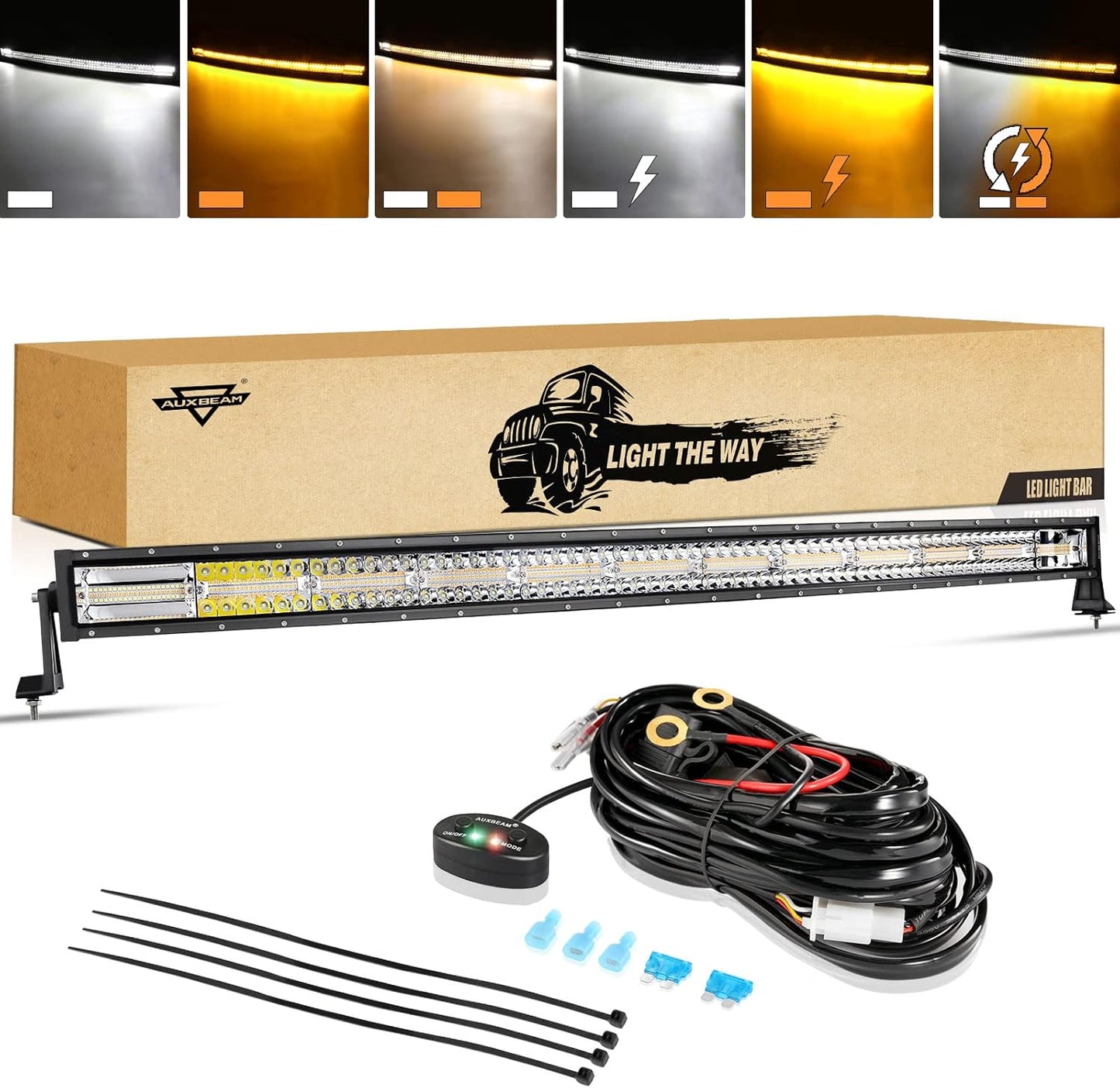 Auxbeam 50 Inch LED Light Bar with 6 Modes for Off Road Use