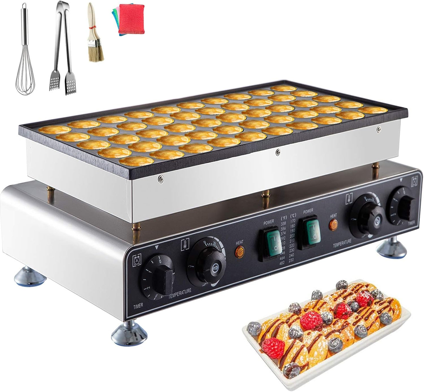 Nonstick Electric Dutch Pancake Baker - Perfect 50 Mini Pancakes