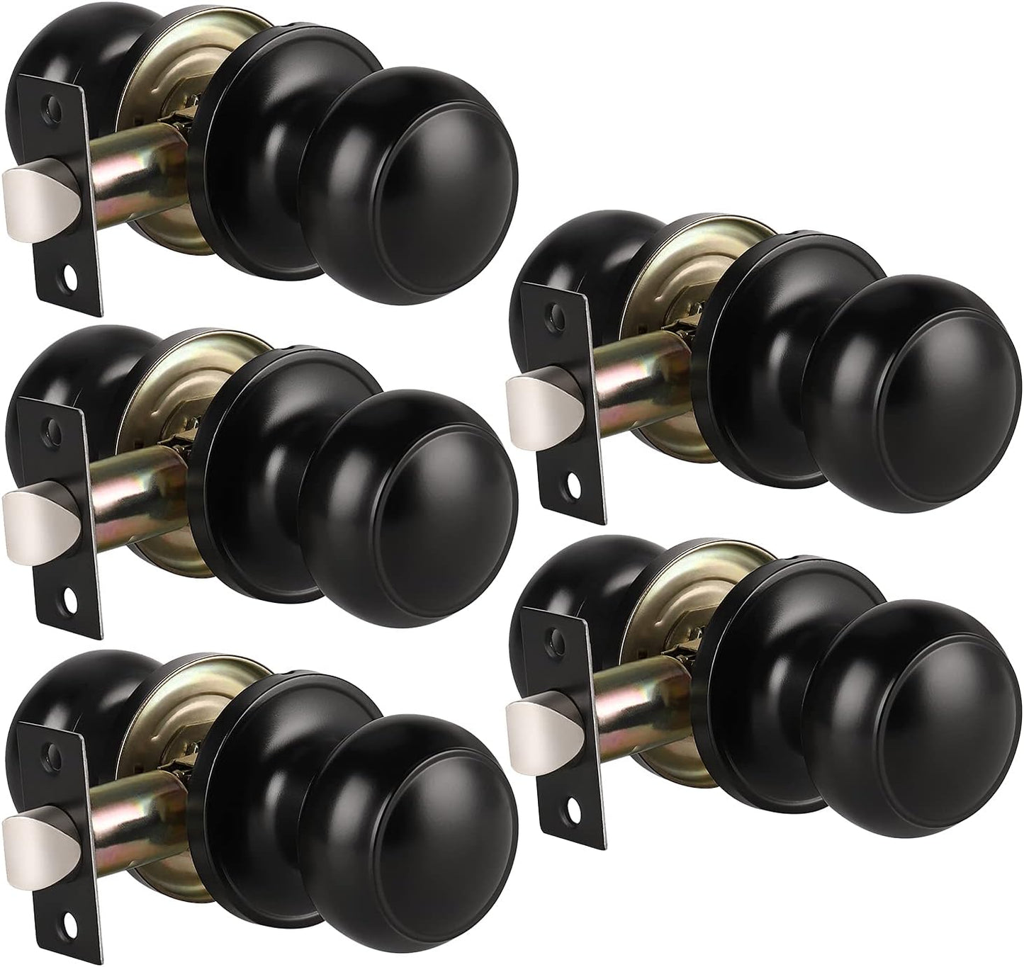 KNOBWELL Matte Black Passage Door Knobs for Hallway or Closet