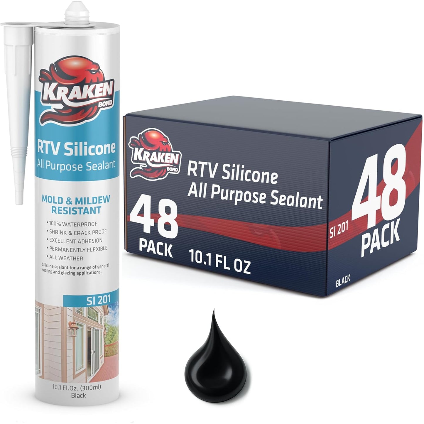 Kraken Bond Black Silicone Sealant Waterproof for All Uses