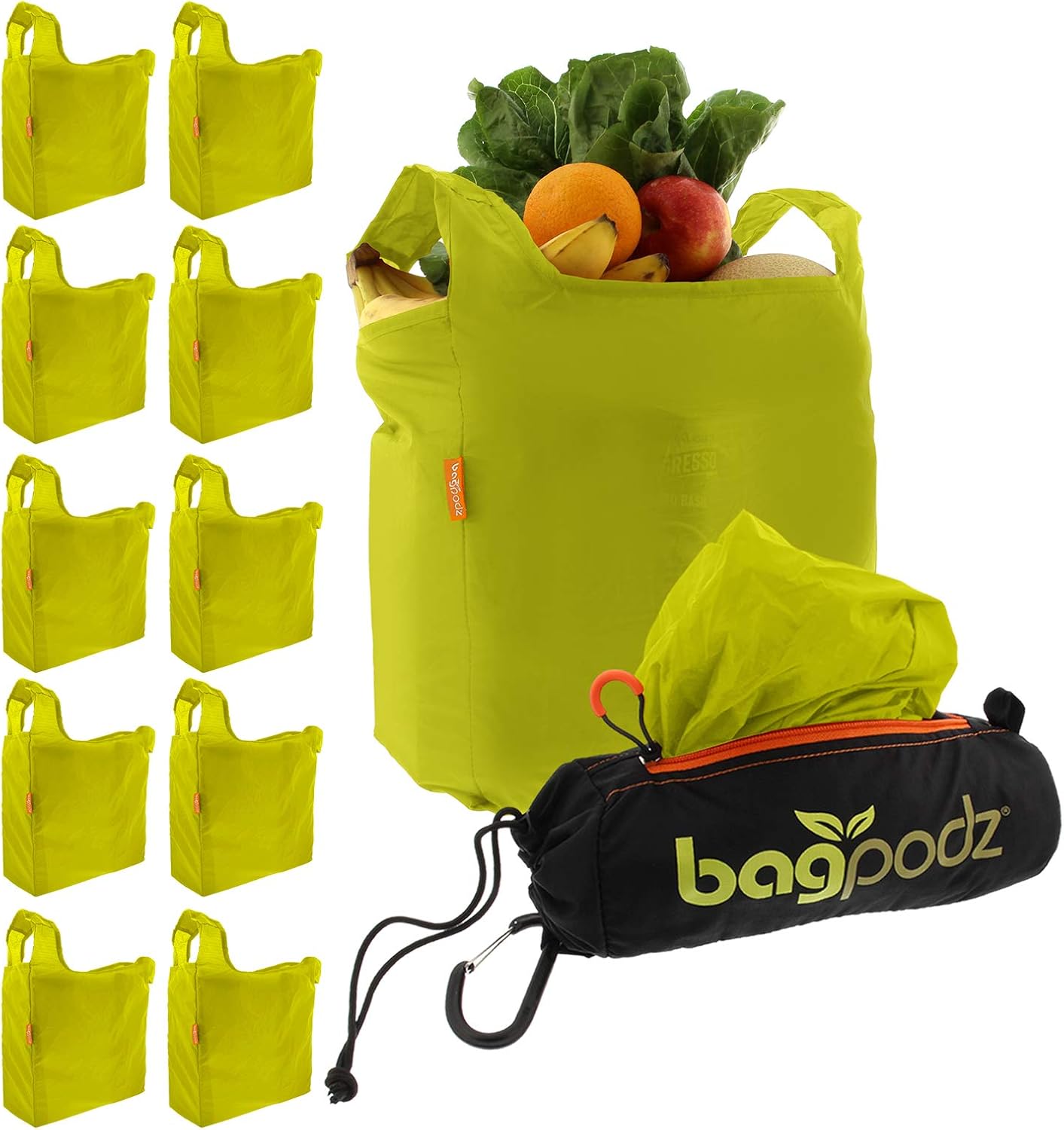 Sturdy Reusable Grocery Bags - Foldable, Washable, 10 Pack