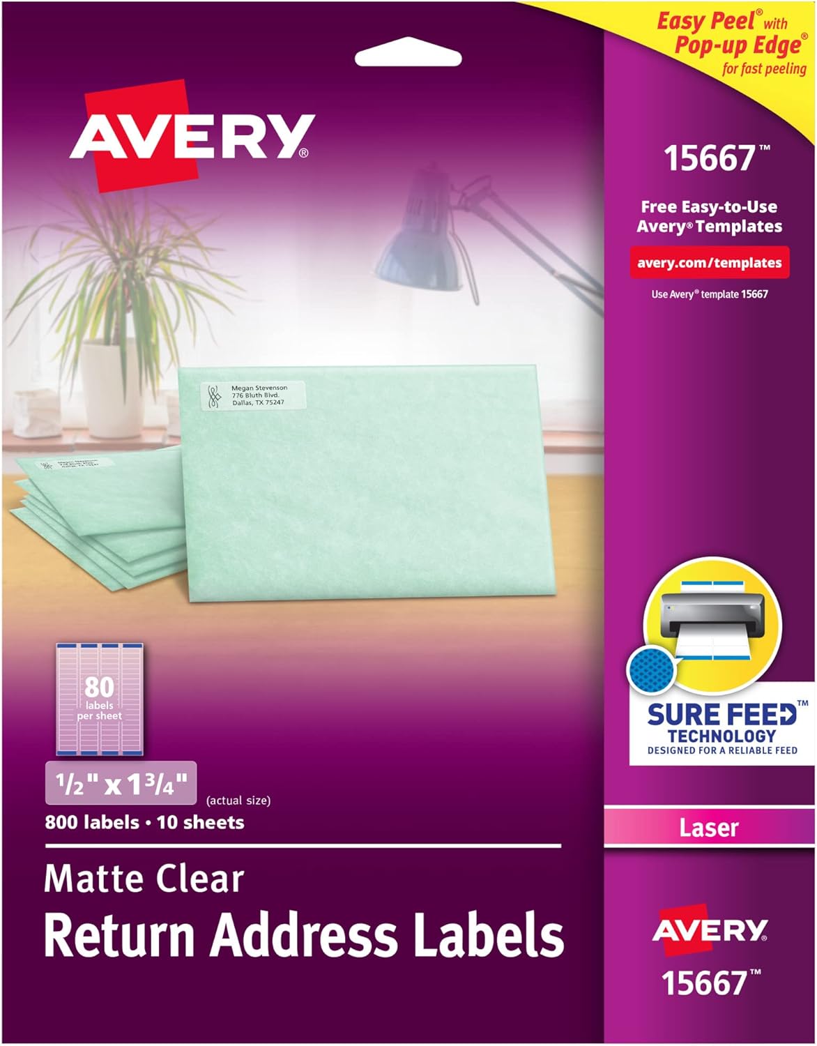 Avery Matte Clear Return Address Labels with Sure Feed Tech