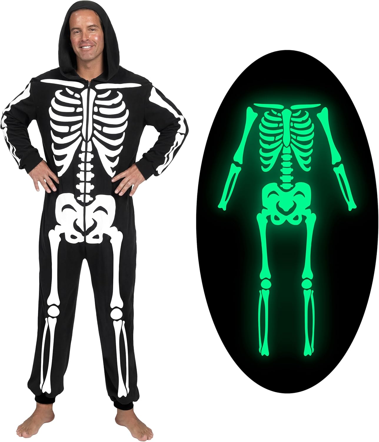 Glow in the Dark Skeleton Pajama Jumpsuit for Halloween Fun
