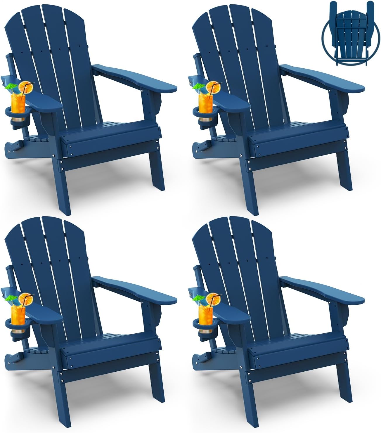 GreenVines Folding Adirondack Chairs Set of 4 for Outdoor Relaxation