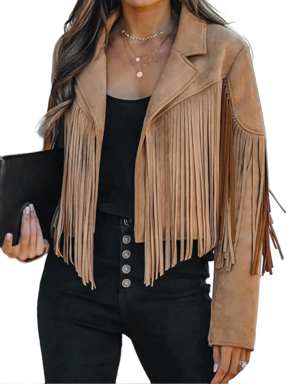 Trendy Faux Suede Leather Jackets For Women With Fringe Style