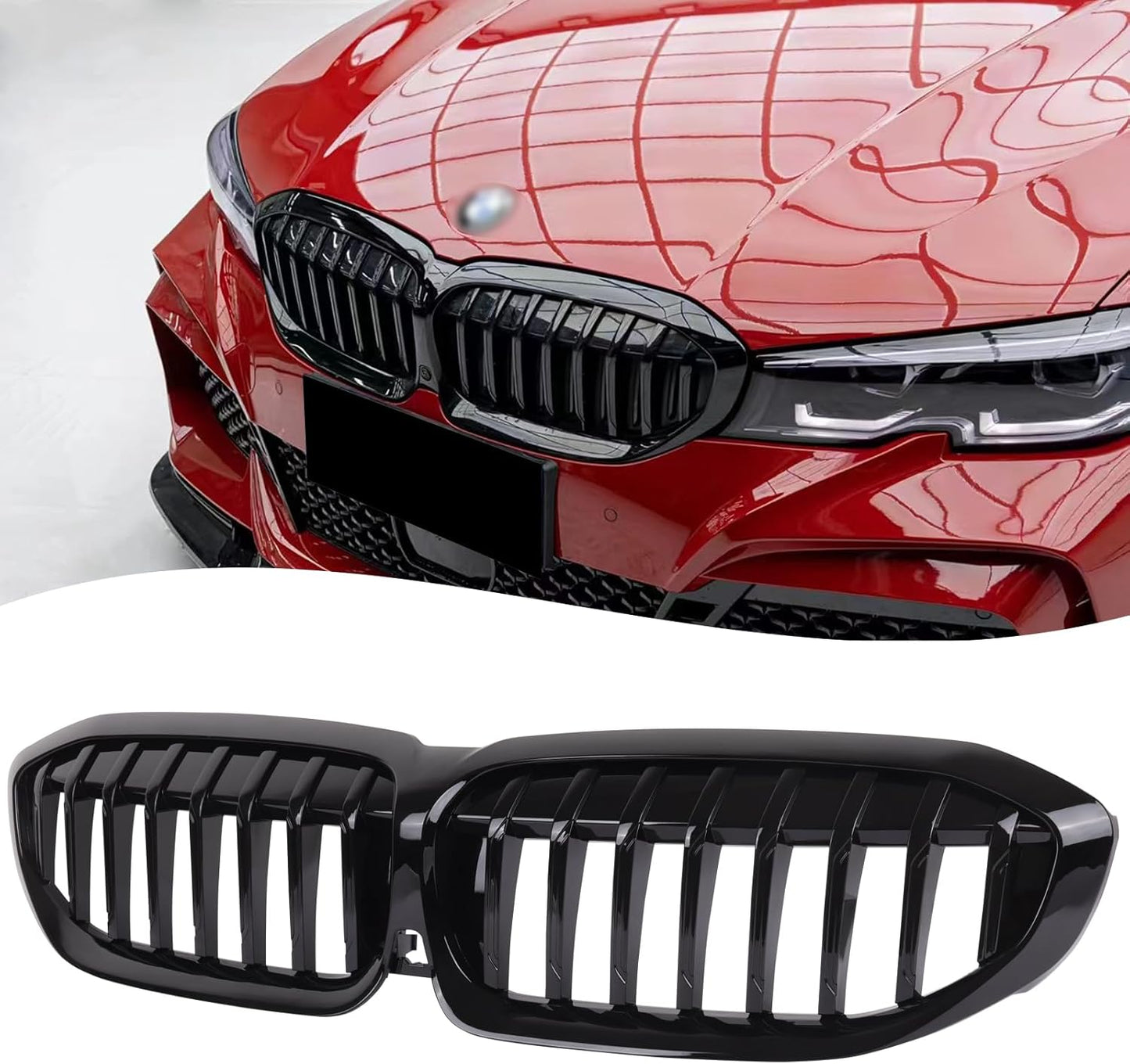 G20 Grille Single Slat Gloss Black Grill for BMW 3 Series 2019-2022