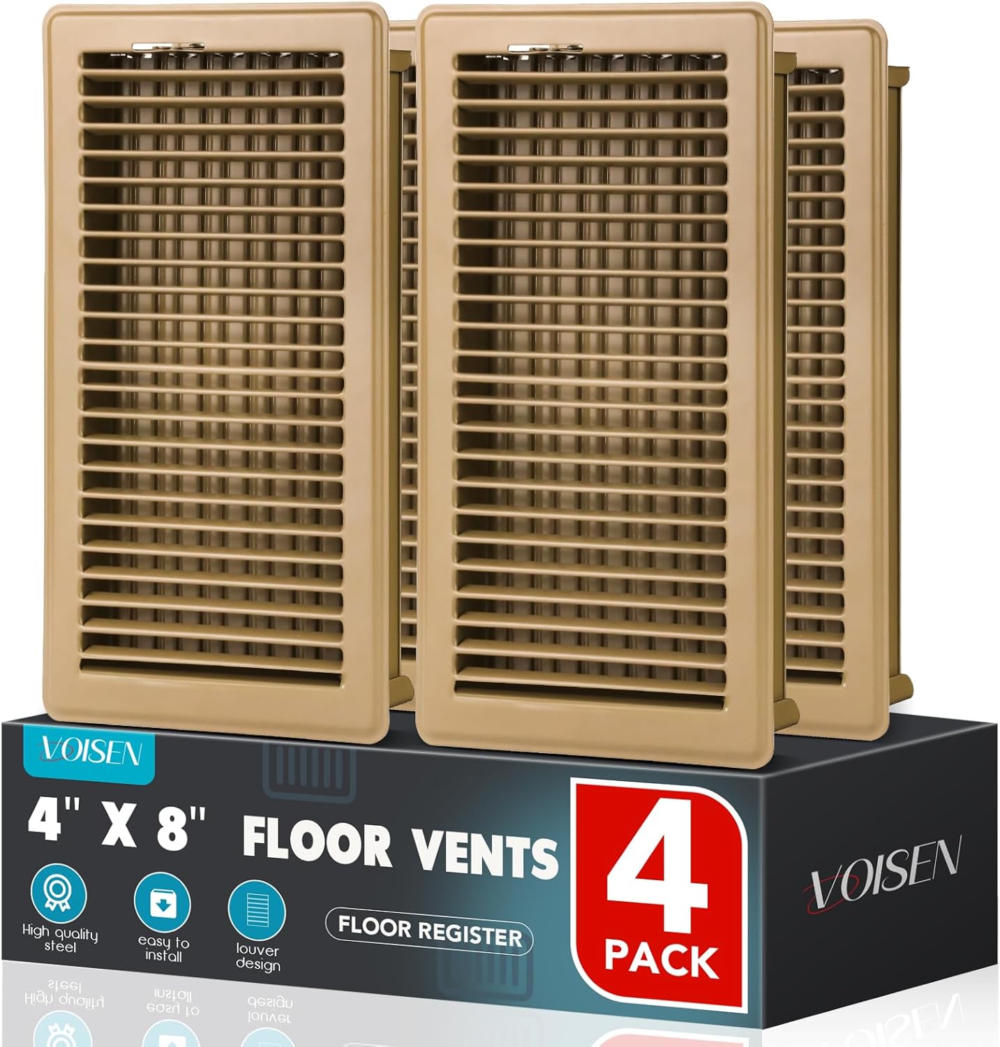 VOISEN Floor Register 6x12 Pack of 4 Adjustable Vent Covers