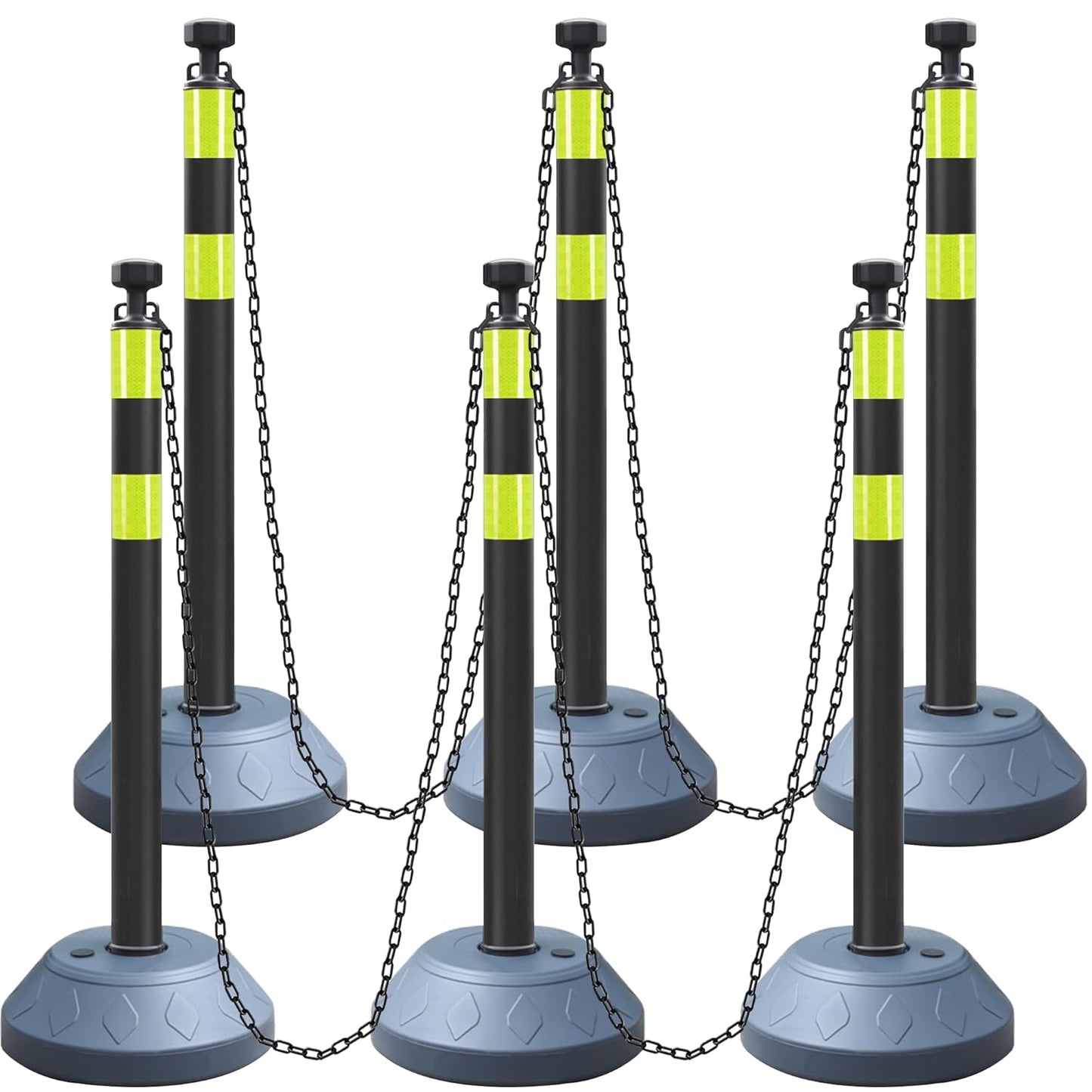 Traffic Delineator Post Cones with Expandable Chain Barriers
