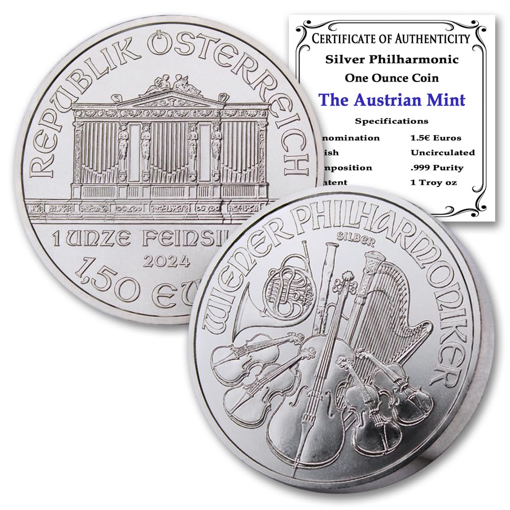 2024 1 oz Austria Silver Philharmonic Coin Brilliant Uncirculated