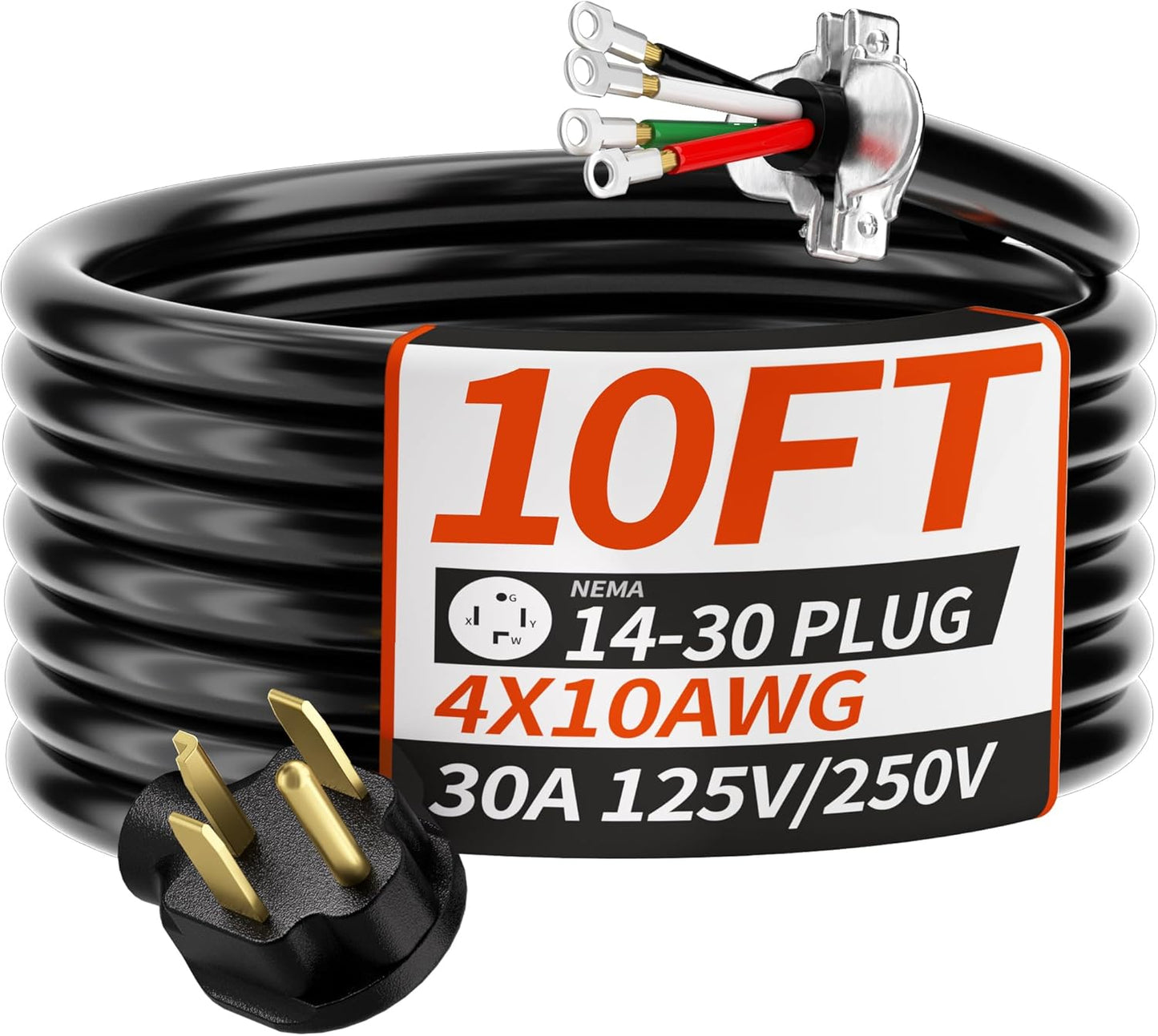 10 FT 4 Prong Dryer Cord for Safe and Reliable Power Supply
