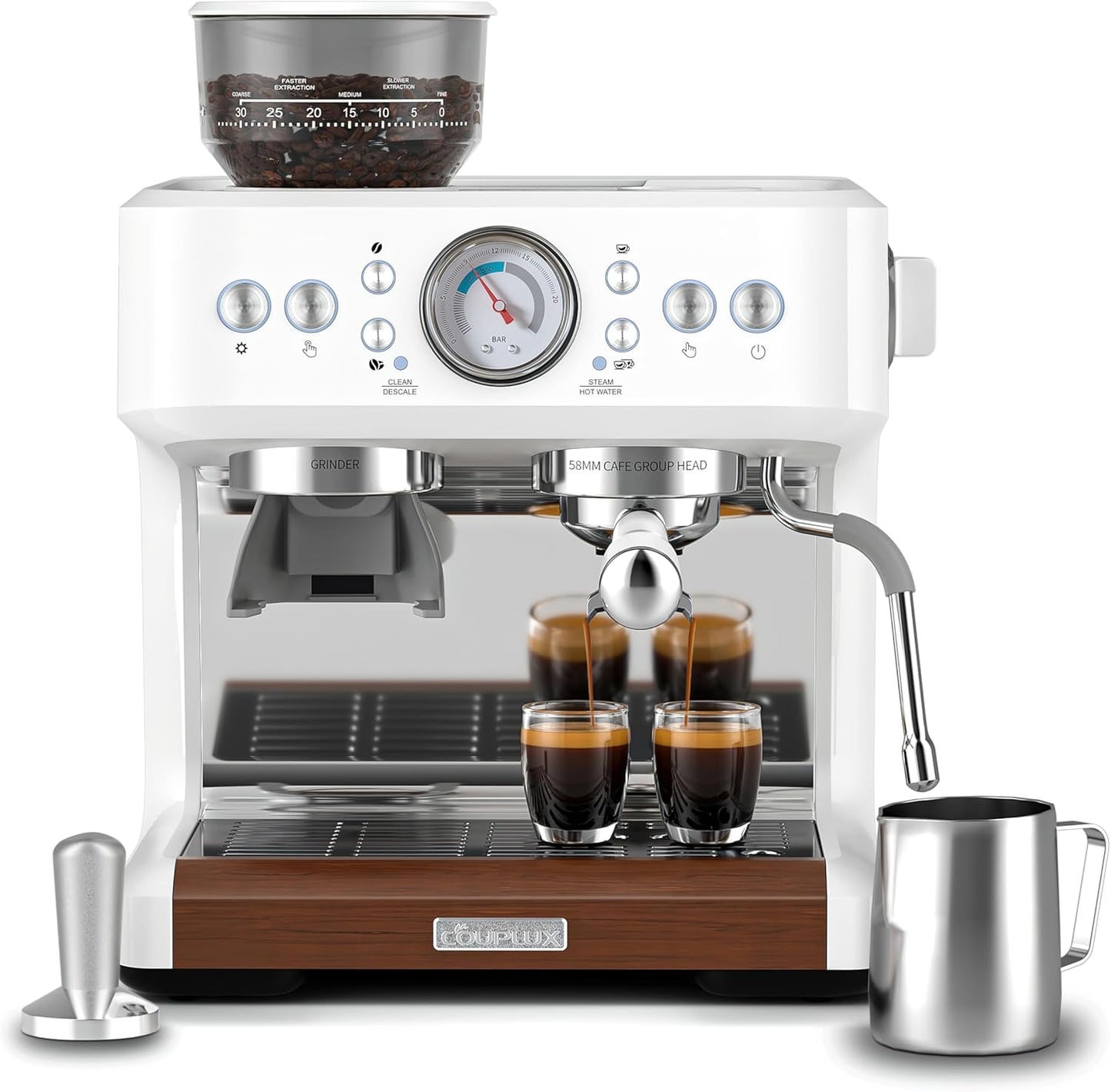COUPLUX All-in-One Espresso Machine: 20 Bar Cafe Power