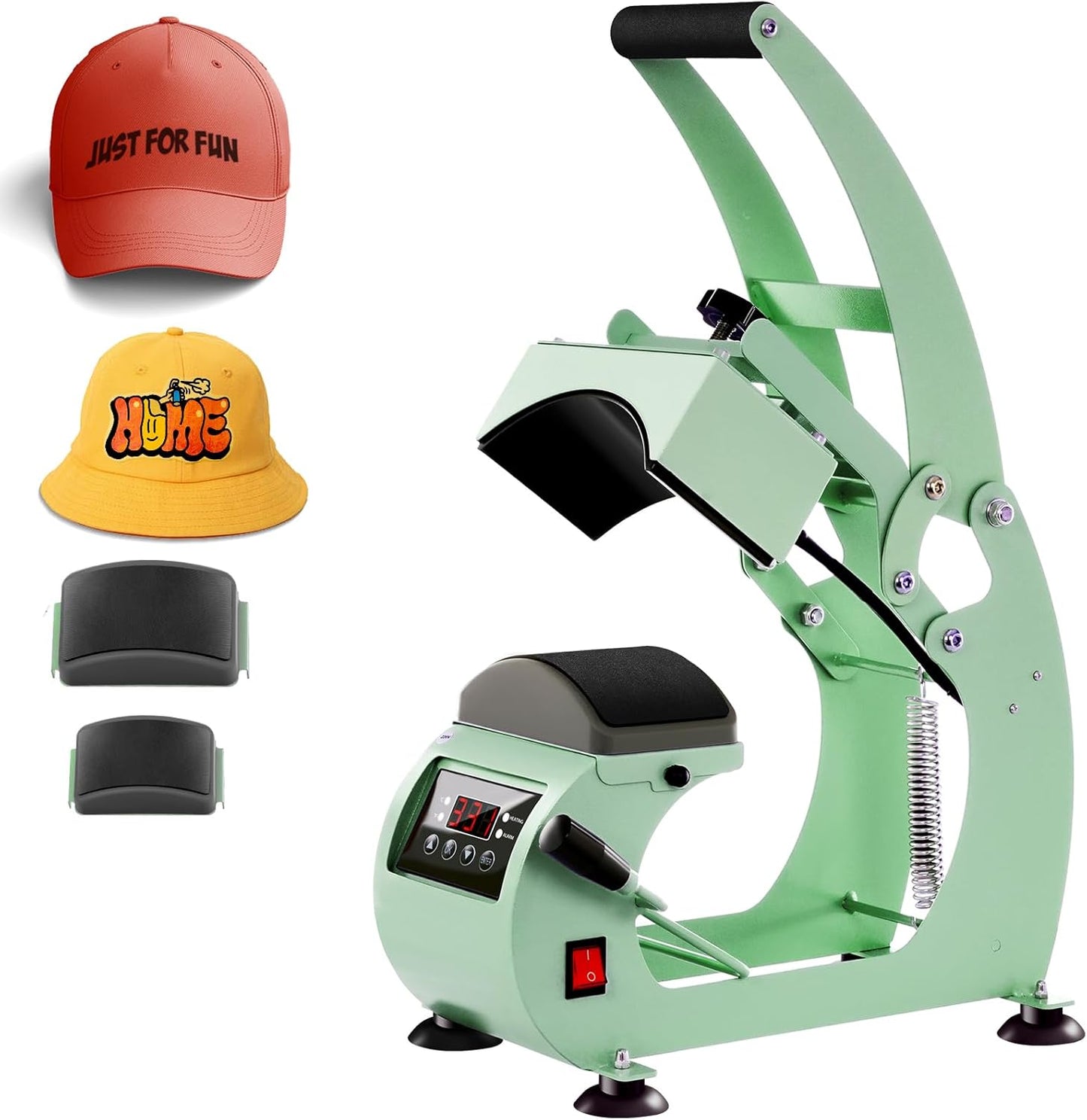Hat Press Heat Machine for Caps with LCD Control and Platens