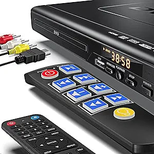 DVD Players for TV Bundle with Big Buttons Remote Control