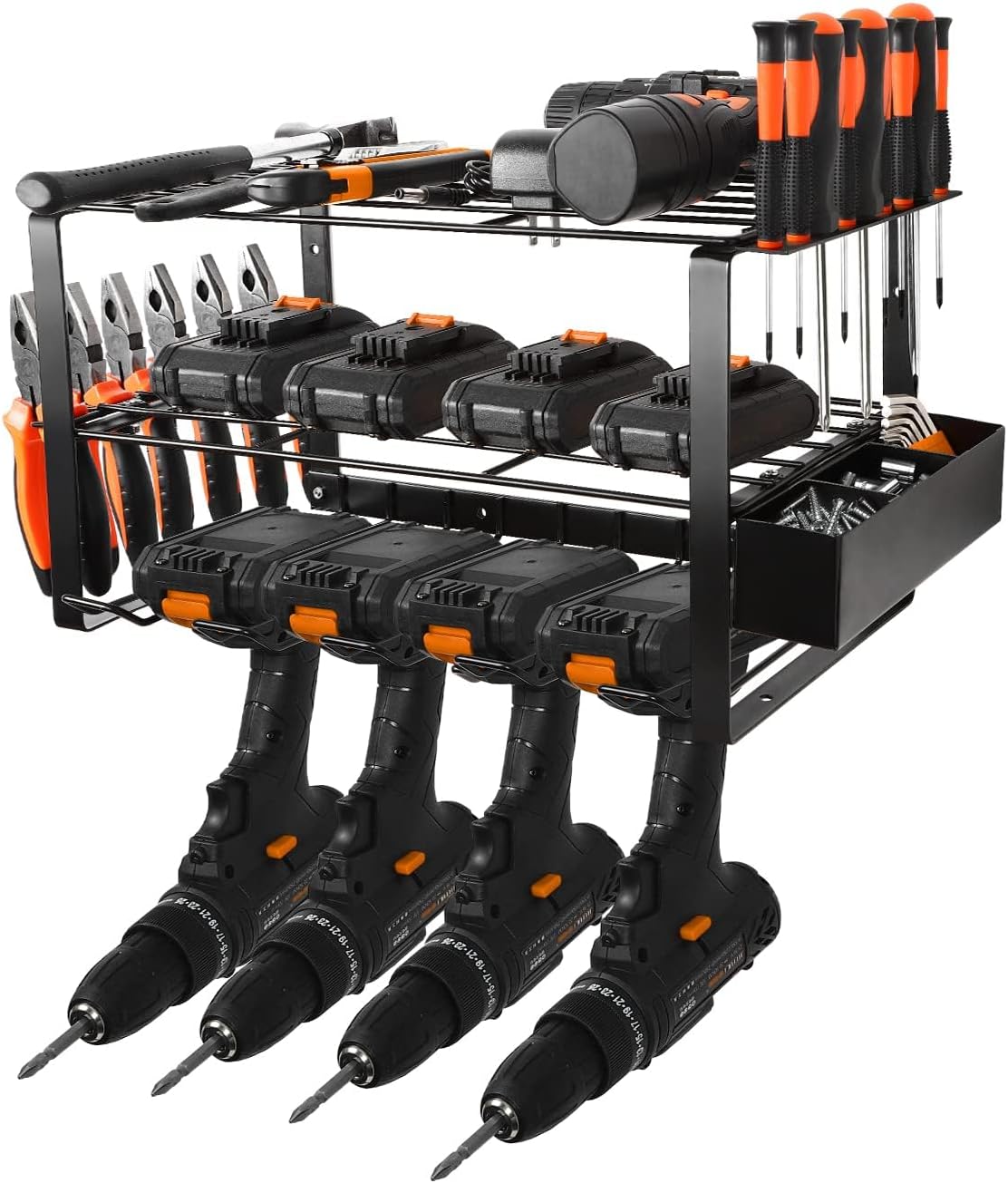 3-Layer Heavy Duty Drill Holder - Garage Tool Organizer