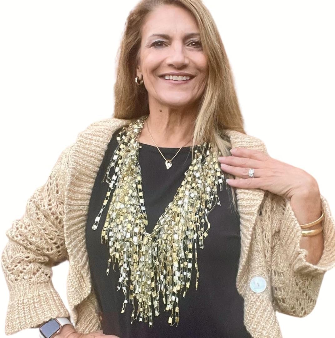 Lightweight Scarf Necklaces for Women - Blue Fringe Fashion