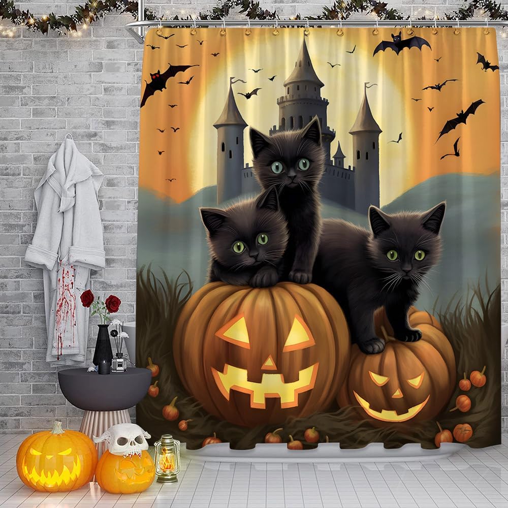 Gothic Halloween Shower Curtain - Spooky Bathroom Decor