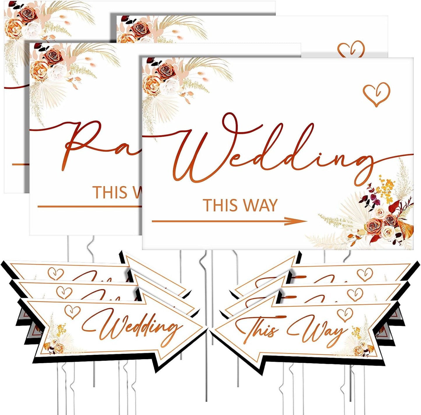 Elegant Boho Wedding Directional Parking Signs for Guests