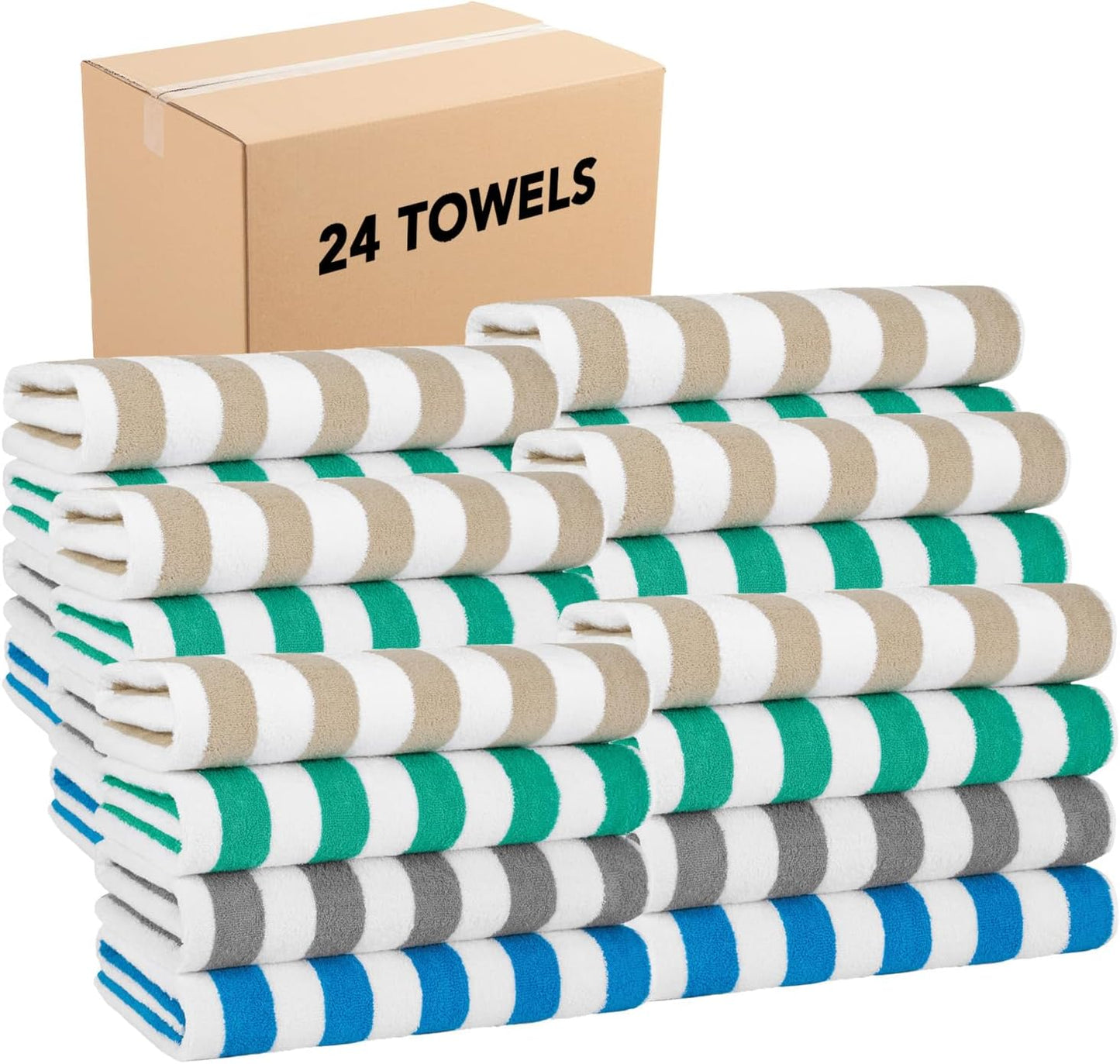 California Cabana Stripe Beach Towel Bulk Set of 24 for Summer