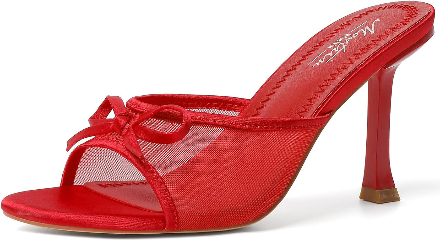 Mostrin Kitten Heels for Women with Bow - Vintage Mules Style