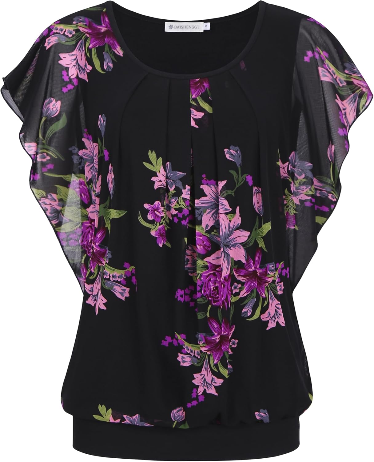BAISHENGGT Womens Summer Tops Flutter Short Sleeve Blouses