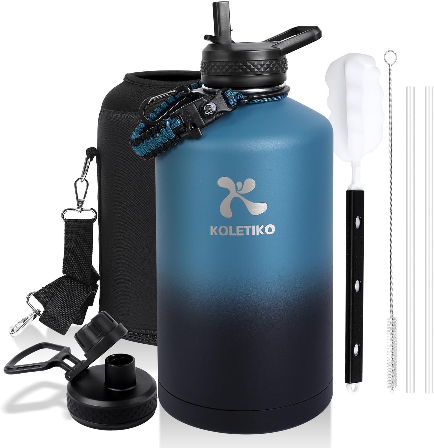 Insulated Gallon Water Bottle Keeps Cold for 36 Hrs, 128 oz