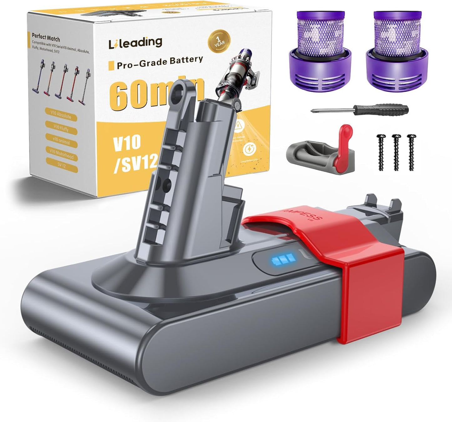 60 Min Upgraded V10 Battery Replacement for Dyson V10 Series