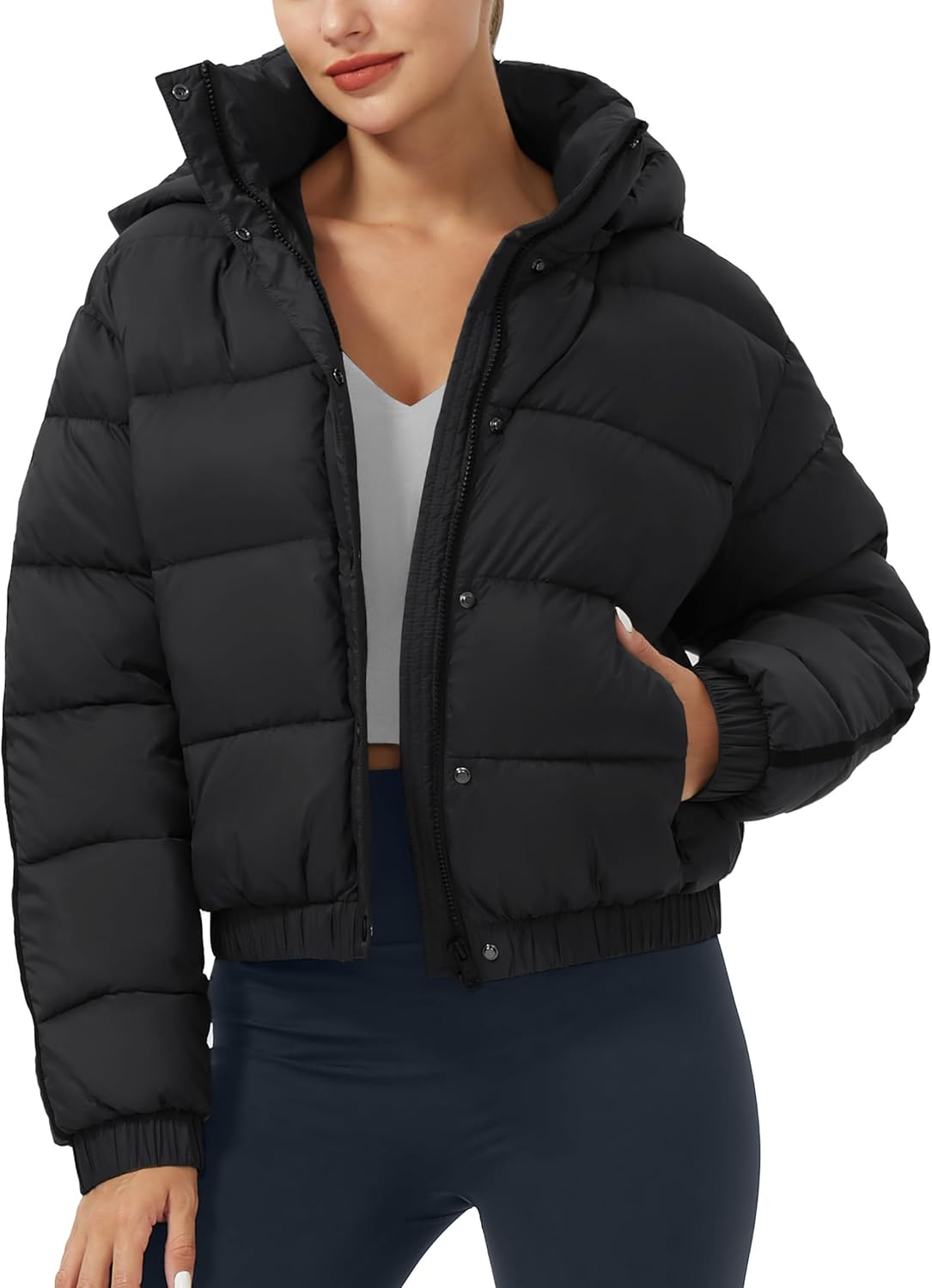 Pioneer Camp Women's Winter Cropped Puffer Jacket for Style