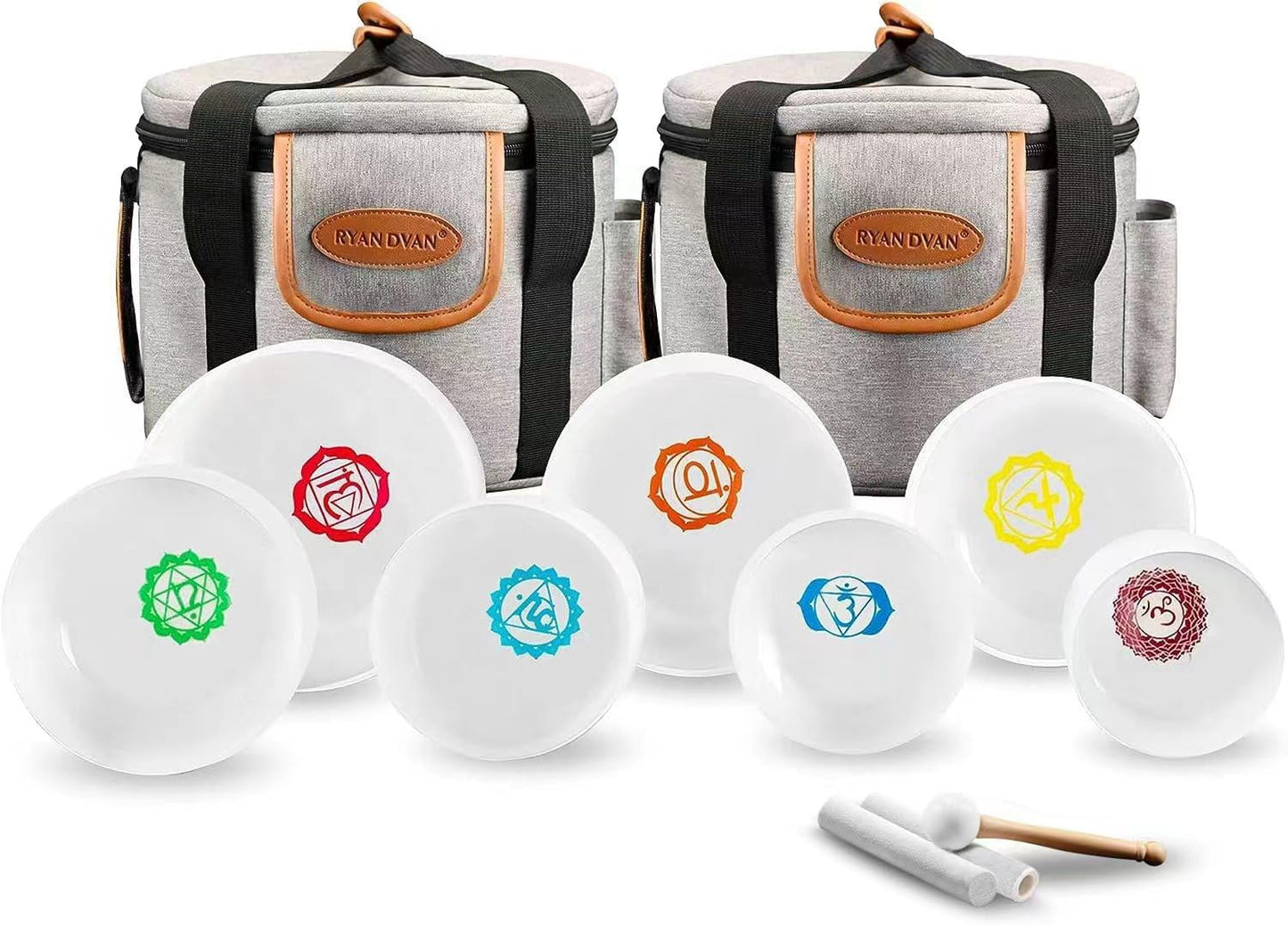 RYAN DVAN 432 Hz Chakra Crystal Singing Bowl Set for Healing