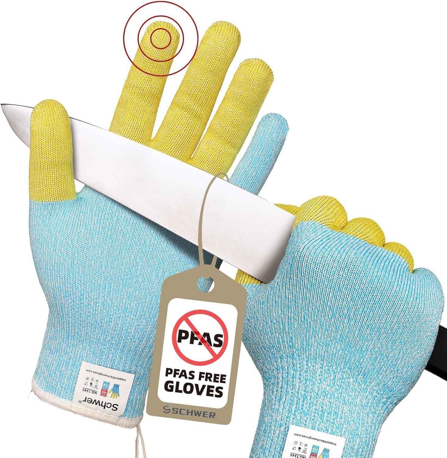 Schwer Cut Resistant Gloves: ANSI A9 Reinforced, Food Grade, Touch Screen - Kitchen Safety