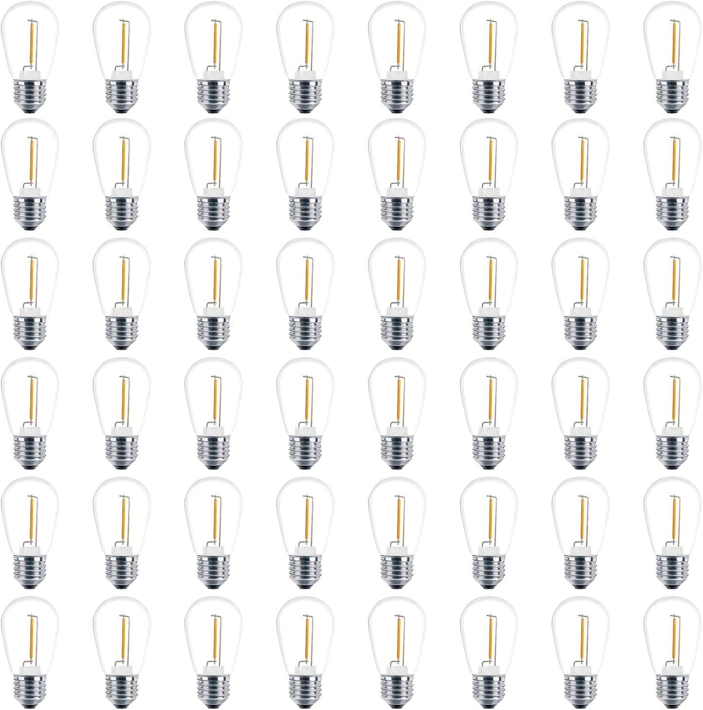S14 LED String Light Bulbs - 48 Pack Shatterproof Warm White
