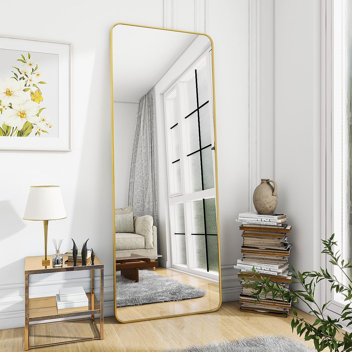 BEAUTYPEAK Gold Full Length Mirror - Stylish and Functional Design