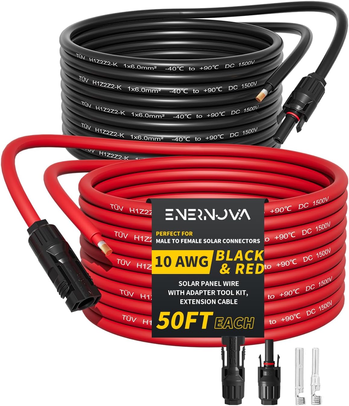 50FT 10AWG Solar Cable with Connectors for Easy Installation