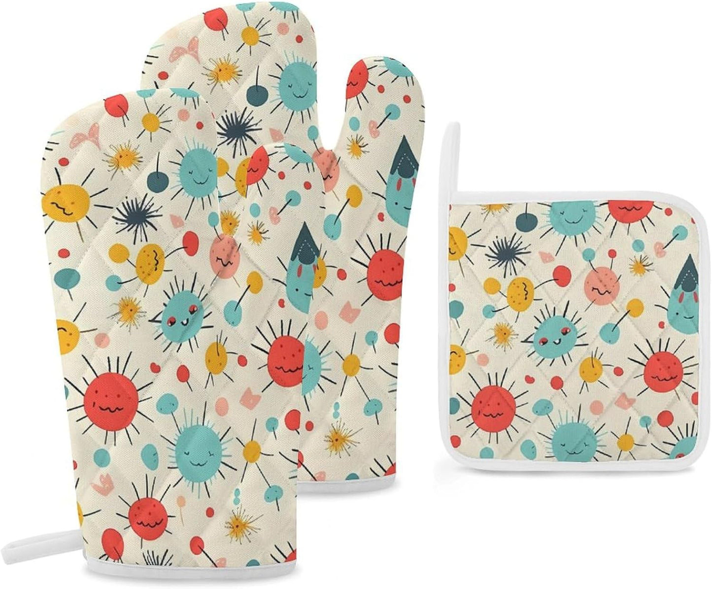 Cute Heat-Resistant Oven Set: 3 Pcs LMNGH
