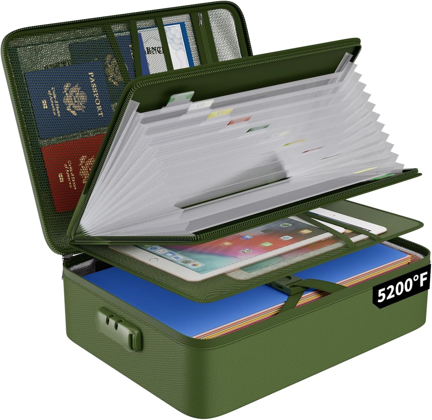 ENGPOW Fireproof File Organizer Bag with 13 Pockets for Safety