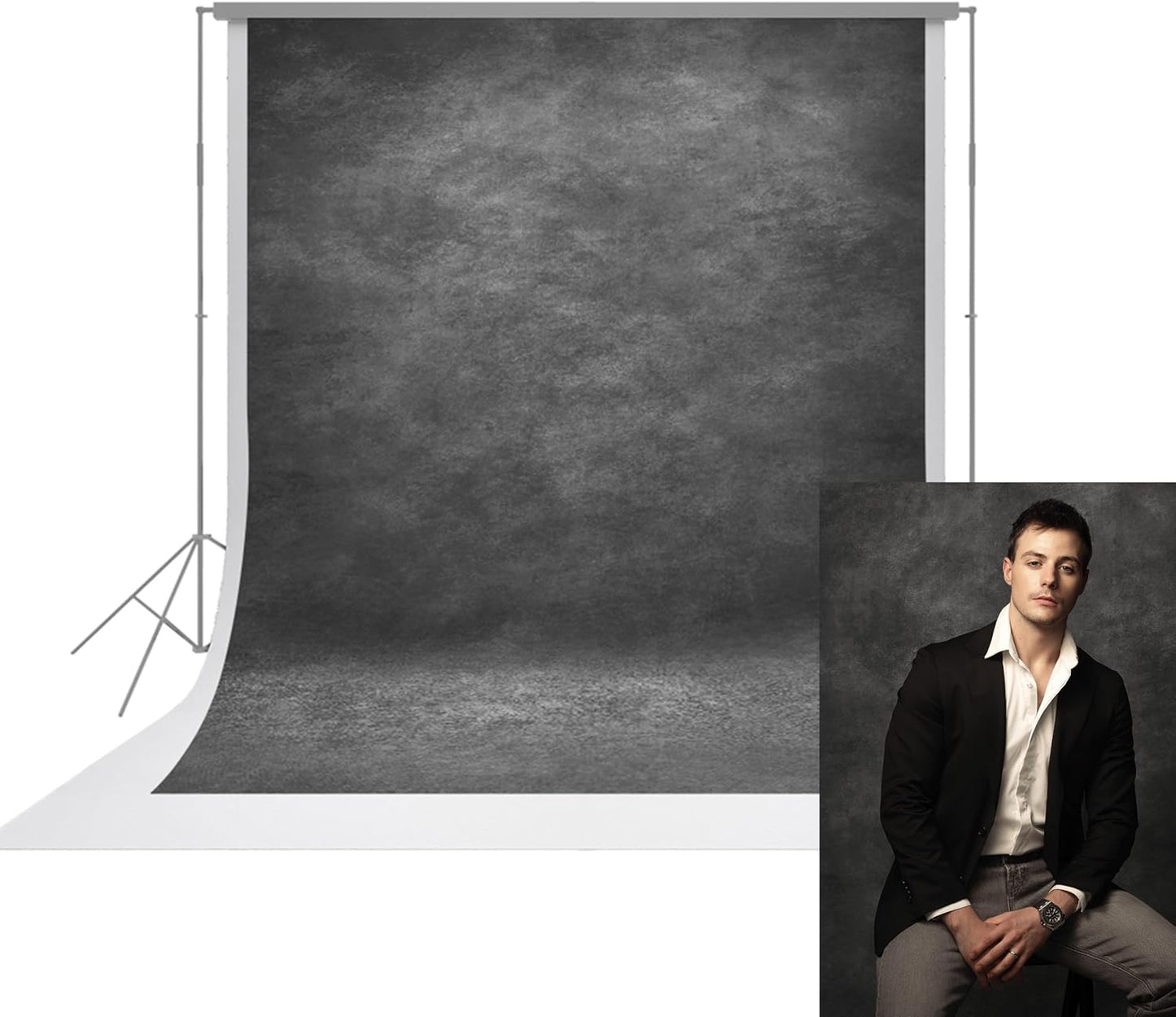 8x10ft Professional Dark Gray Portrait Backdrop for Photography