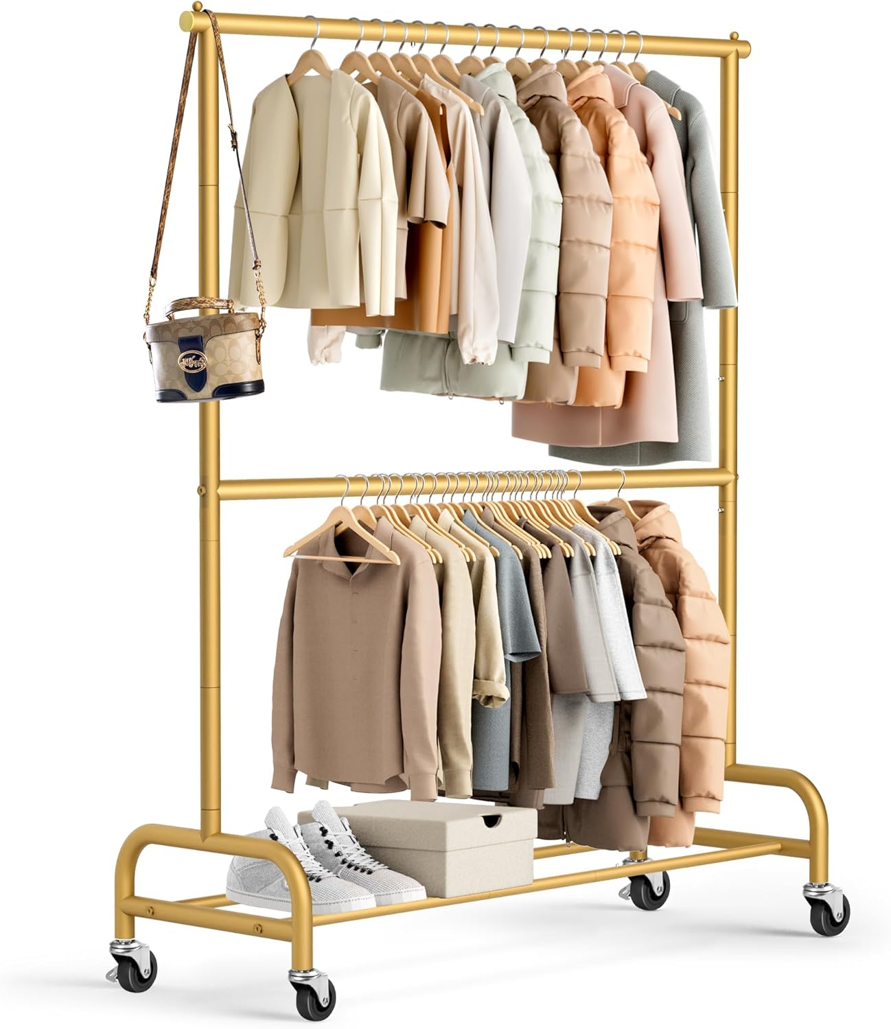 Heavy Duty Clothes Rack for Hanging Clothes with Wheels