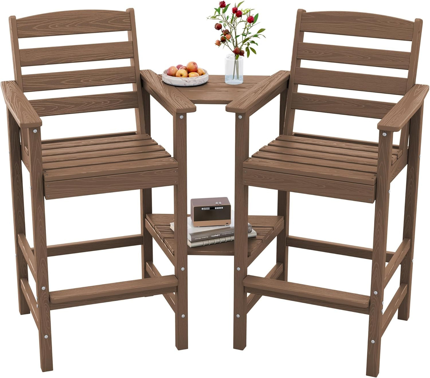 Tall Adirondack Chairs Set of 2 with Connecting Table for Outdoors