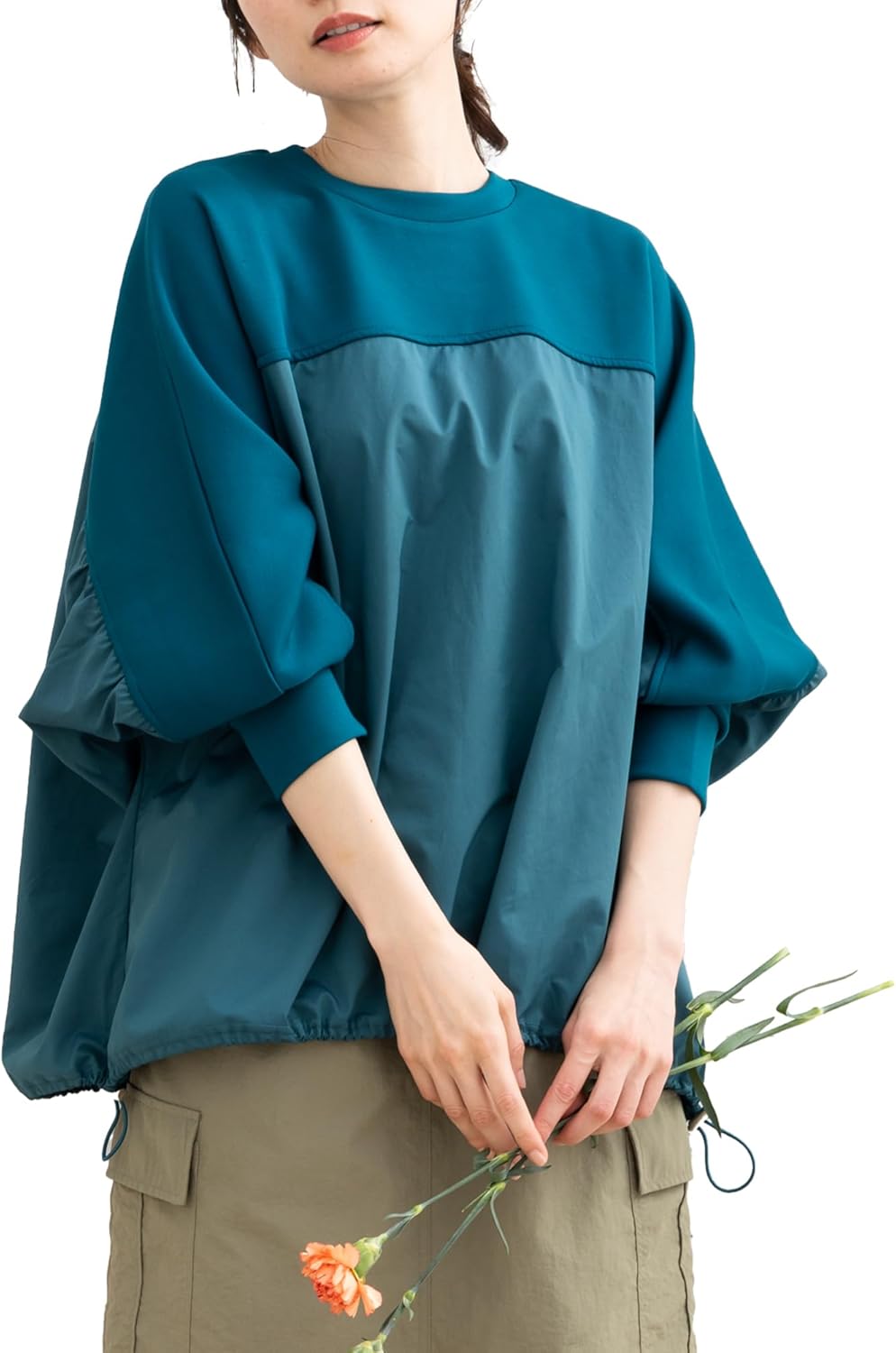 SABSTREET Women's Cozy Dolman Pullover - Adjustable Drawstring Hem