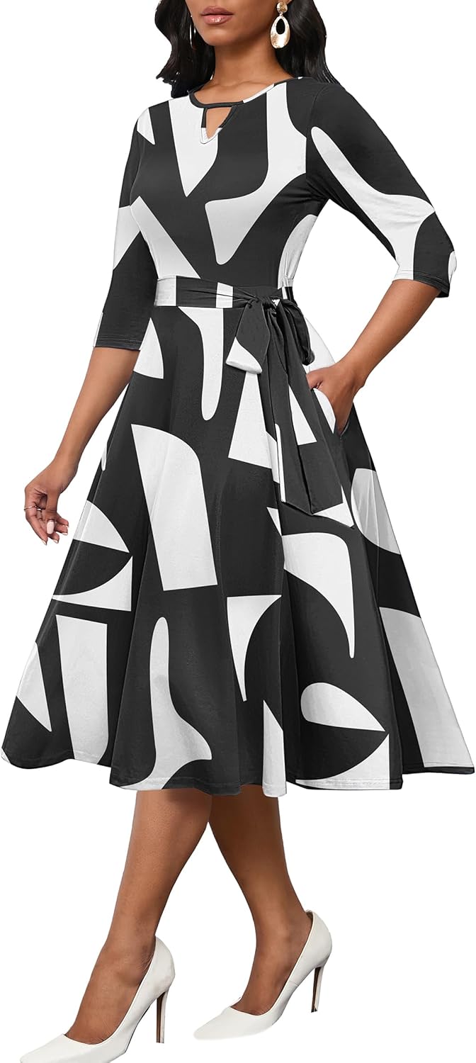 CLOCOR Midi Dresses for Women Casual A-Line Fit and Flare
