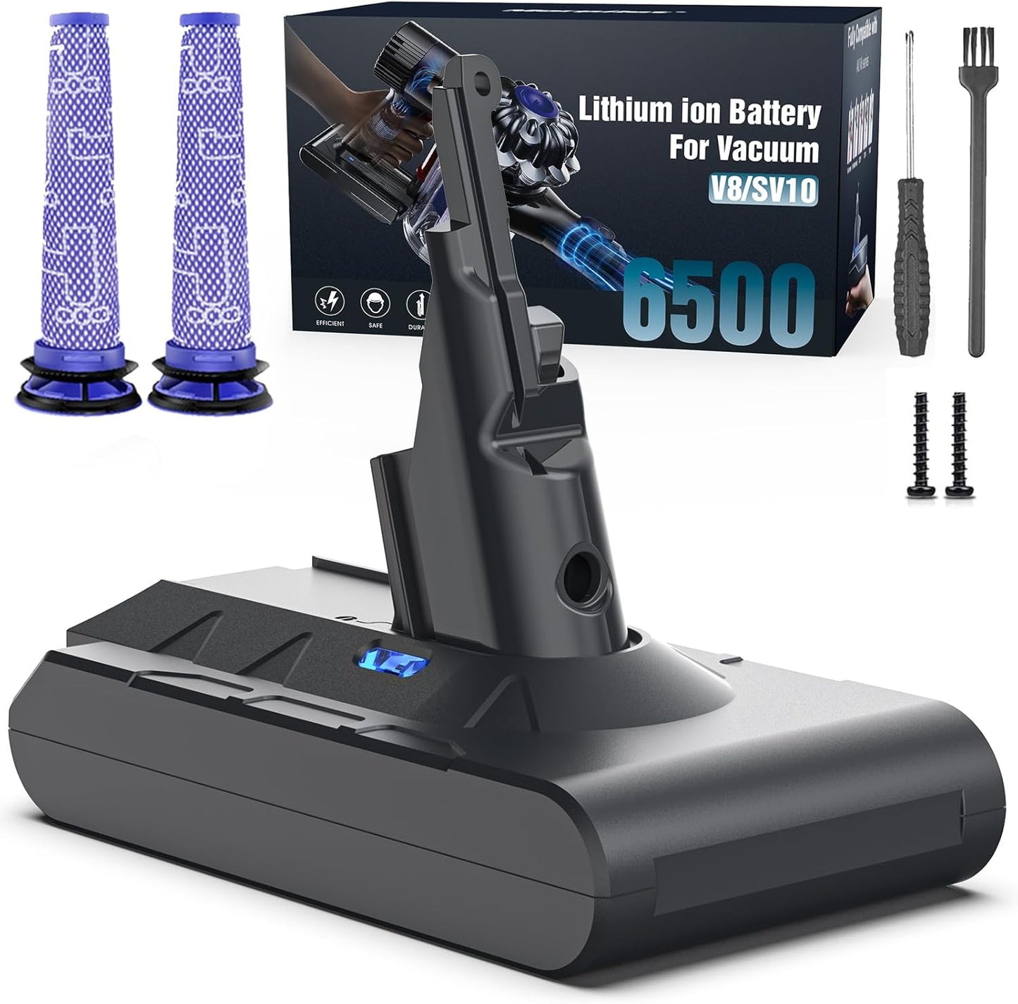 Battery Replacement for Dyson V8 with 6500mAh Capacity