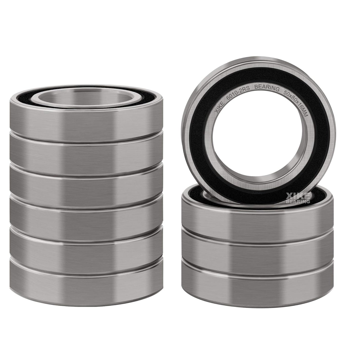 XiKe 10 Pcs 6010-2RS Double Rubber Seal Bearings for Performance