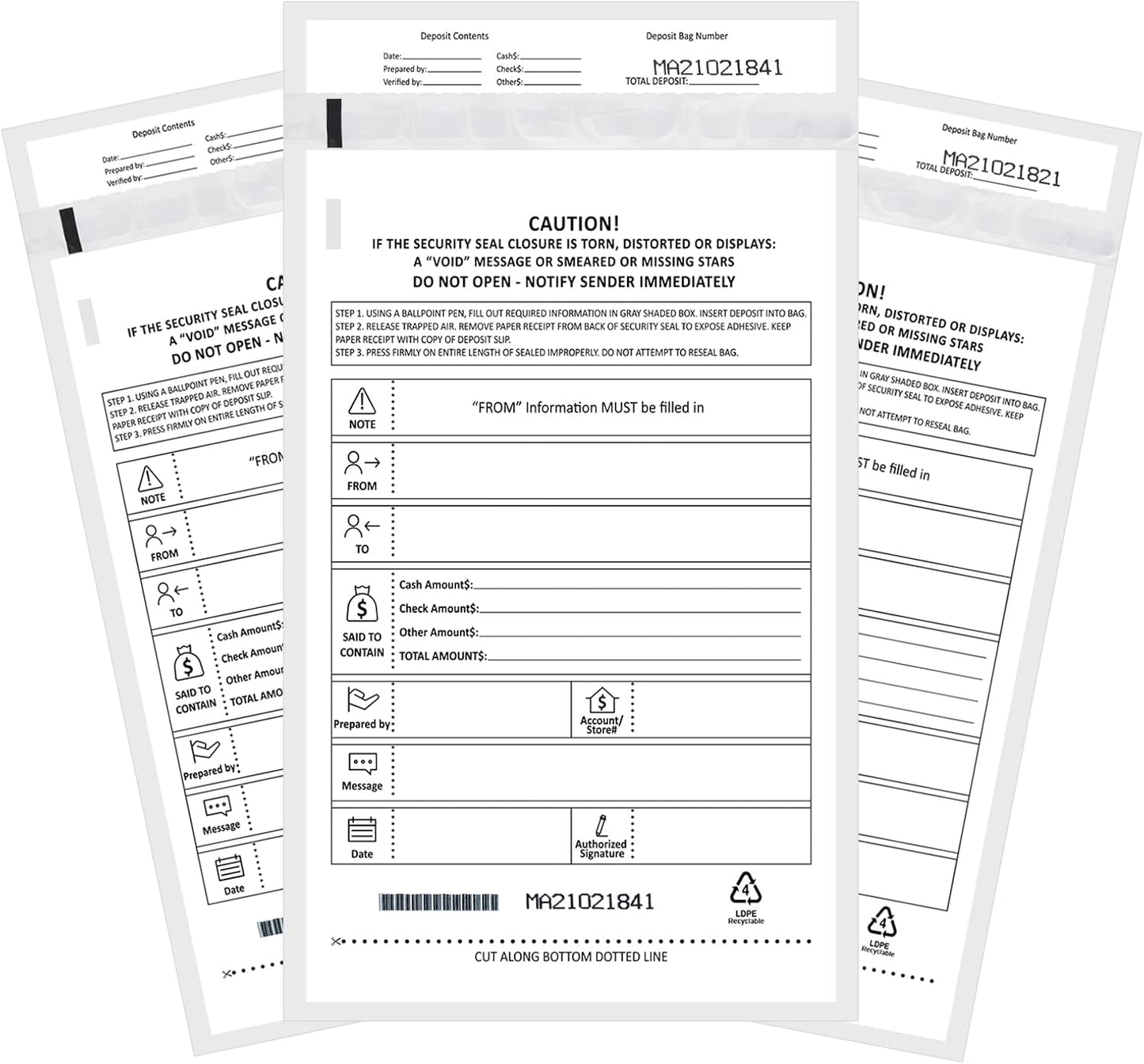 Deposit Bags Security Pocket Bank 6 Inch x 9 Inch for Safe Use