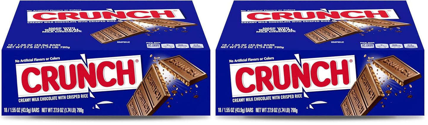 CRUNCH Milk Chocolate and Crisped Rice Full Size Candy Bars