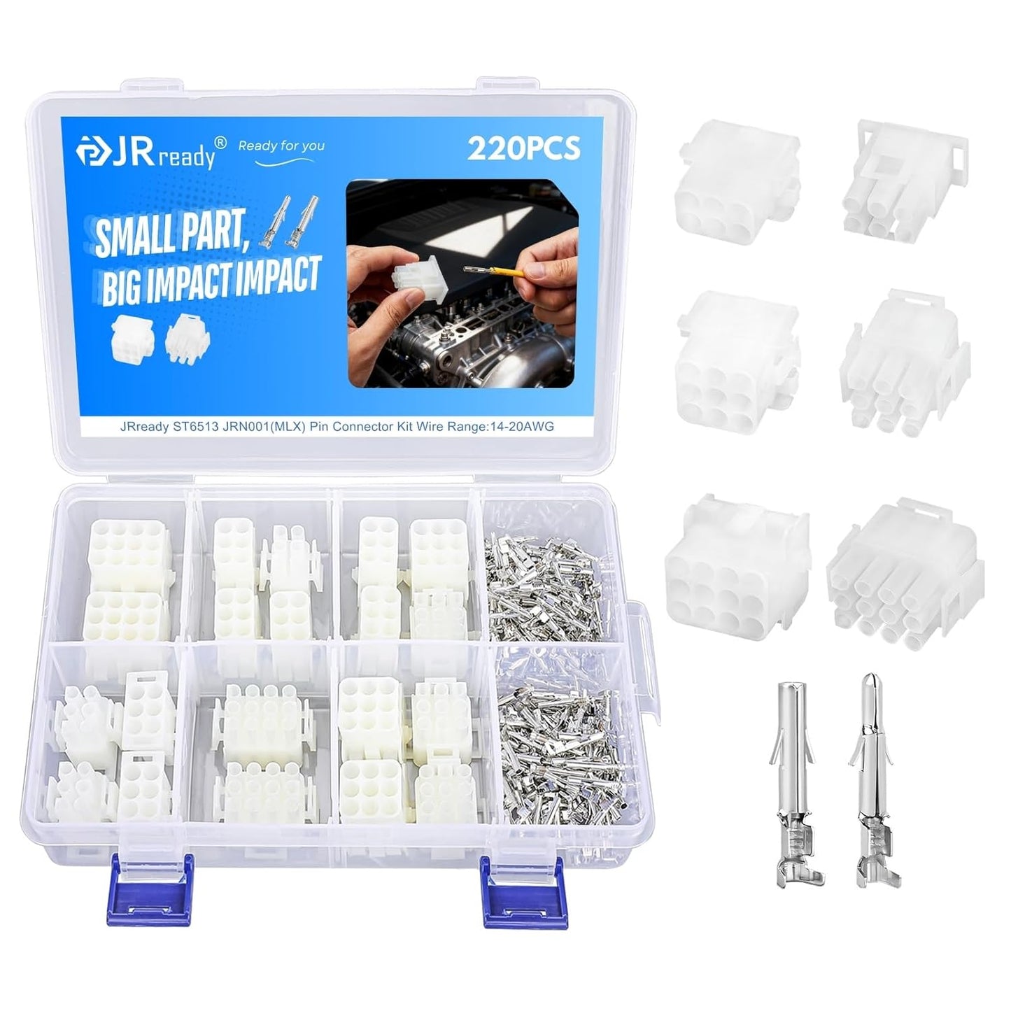JRready ST6513 220Pcs Pin Connector Kit for Reliable Connections